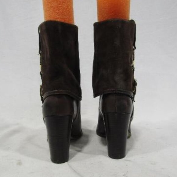 Michael Kors Leather Block Heel Signature Boots Brown SZ 10M-VERY LIGHTLY USED - Picture 2 of 4